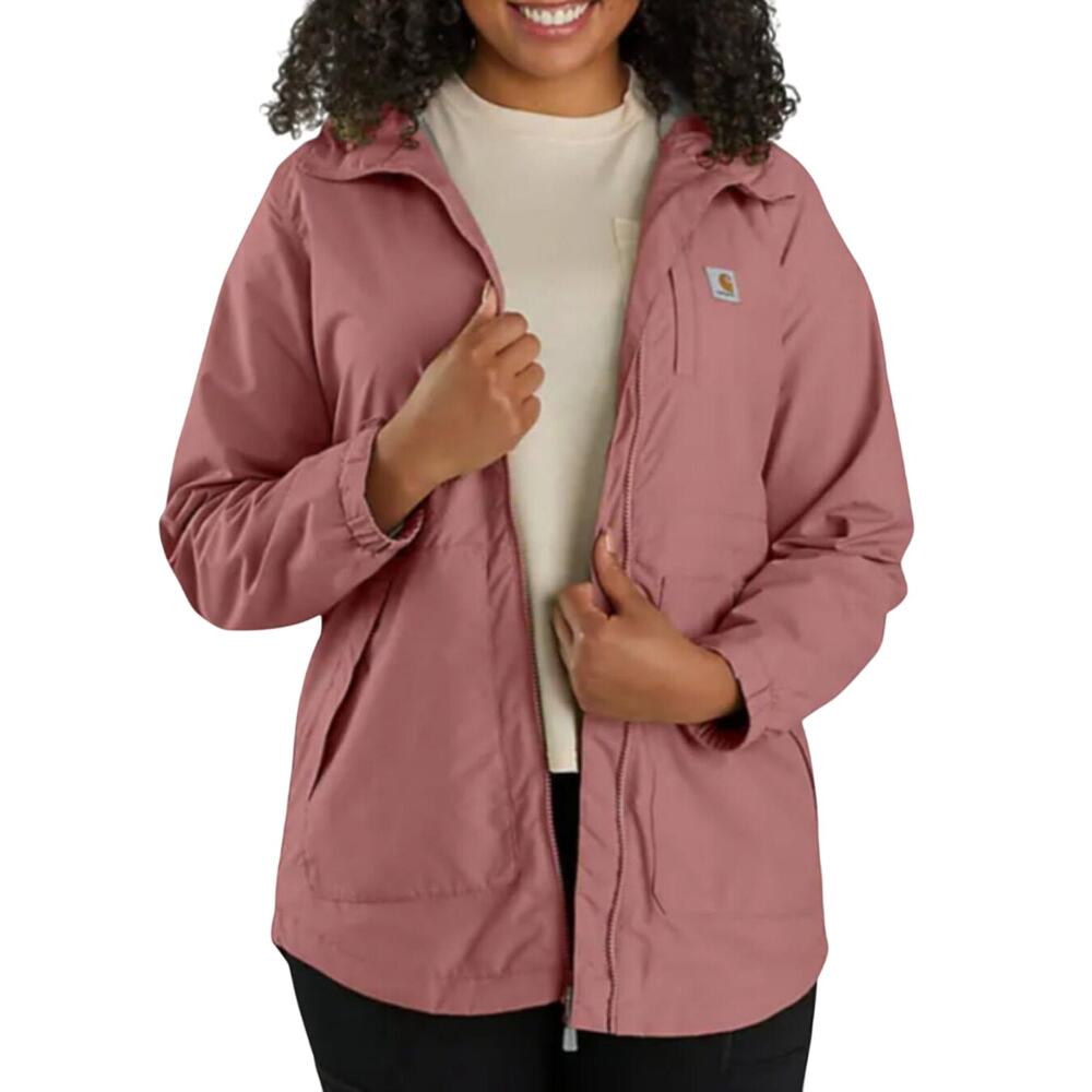Carhartt Womens Hooded Dusty Rose Rain Defender Rockford Coat Size Large
